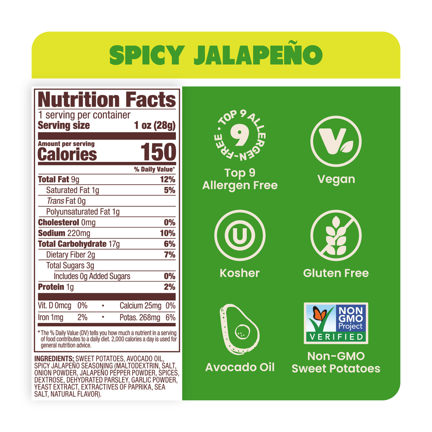 Sweet Potato Chips in Avocado Oil 1oz
