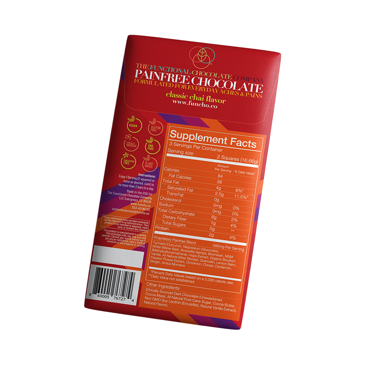 Painfree Chocolate - Aches/Pains Formula - Classic Chai