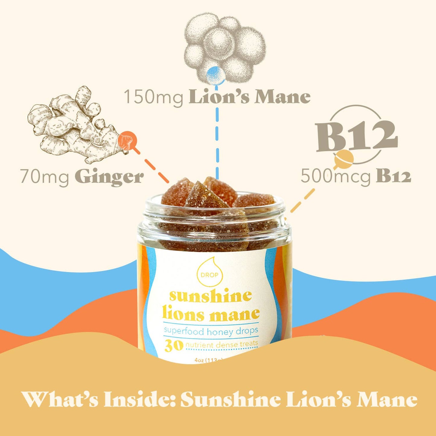Sunshine Lion's Mane | Mushroom Honey Gummy | Energy & Focus