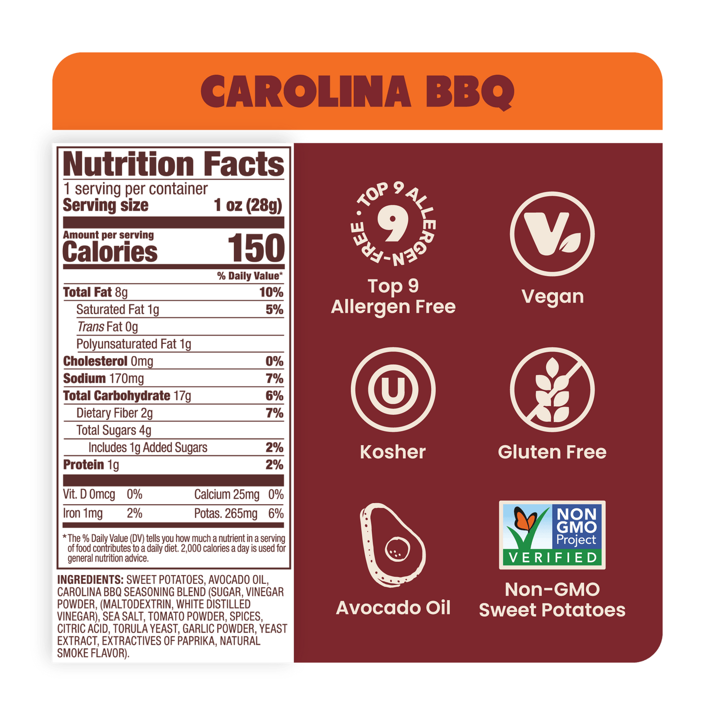 Sweet Potato Chips in Avocado Oil 1oz