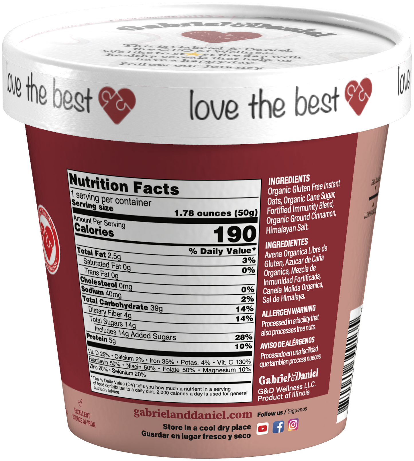 Instant Oatmeal Cup - Cinnamon•Organic