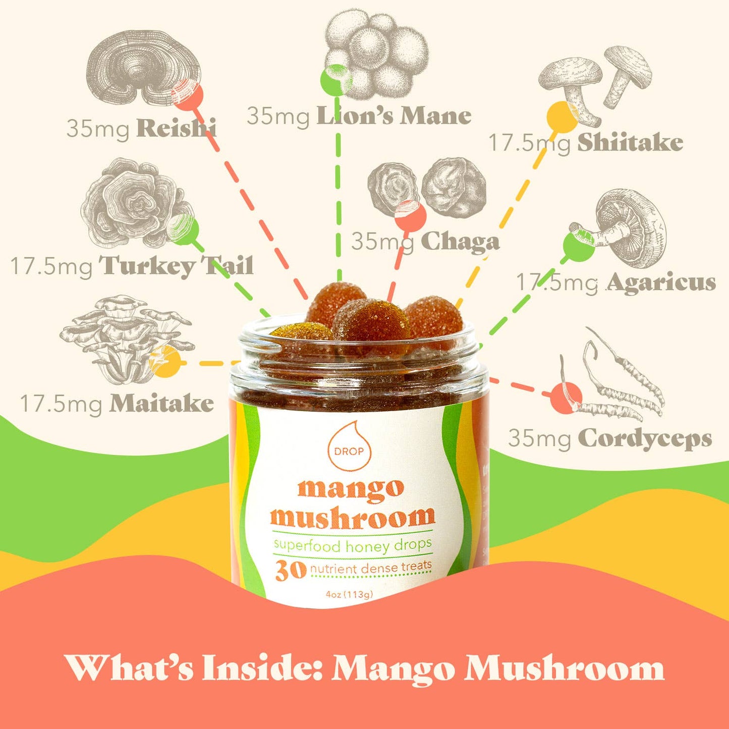 Mango Mushroom Honey Gummy•Immune & Pain Relief